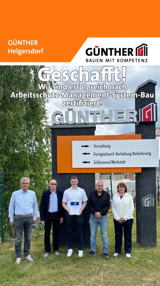 Geschafft! 
Wir sind erfolgreich nach Arbeitsschutz-Management-System-Bau zertifiziert!

#BauunternehmungGUENTHER
#BauenMitKompetenz
#KommInsGüntherTeam
#Azubi
#Ausbildung
#Karriere
#DualesStudium
#Maurer
#Stahlbetonbauer
#Hochbau
#Tiefbau
#Fertigteilbau
#Fertigteilwerk
#Betonfertigteilwerk
#Handwerk
#Siegen
#Siegenwittgenstein
#Netphen
#kreuztal
#Siegerland
#Tischler
#Schreiner
#Zimmermann
#Zertifiziert
#Zertifizierung 
#AMSBau 
#ArbeitsschutzManagementSystemBau
