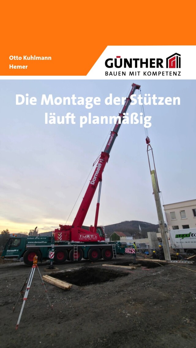 Die Montage der Stützen läuft bei Otto Kuhlmann in Hemer planmäßig.

#BauunternehmungGUENTHER
#BauenMitKompetenz
#KommInsGüntherTeam
#Azubi
#Ausbildung
#Karriere
#DualesStudium
#Maurer
#Stahlbetonbauer
#Hochbau
#Tiefbau
#Fertigteilbau
#Fertigteilwerk
#Betonfertigteilwerk
#Handwerk
#Siegen
#Siegenwittgenstein
#Netphen
#Kreuztal
#Siegerland
#Hemer
#OttoKuhlmann