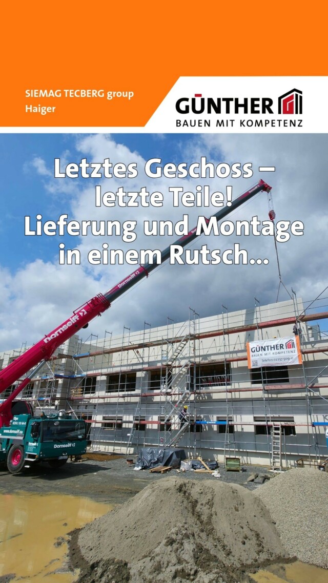 Die letzten Fertigteile fürs oberste Geschoss sind da – und wurden direkt montiert.

#BauunternehmungGUENTHER
#BauenMitKompetenz
#KommInsGüntherTeam
#Azubi
#Ausbildung
#Karriere
#DualesStudium
#Maurer
#Stahlbetonbauer
#Hochbau
#Tiefbau
#Fertigteilbau
#Fertigteilwerk
#Betonfertigteilwerk
#Handwerk
#Siegen
#Siegenwittgenstein
#Netphen
#kreuztal
#Siegerland
#Tischler
#schreiner
#Zimmermann 
#haiger
#kalteiche