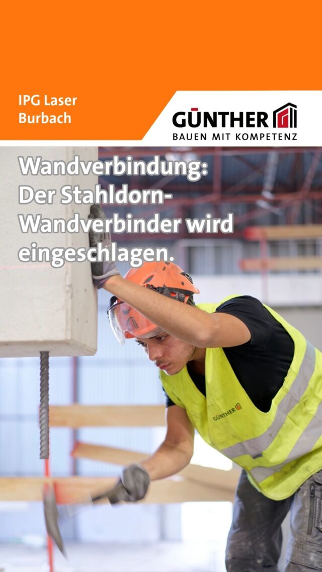 Wandverbindung:
Der Stahldorn-Wandverbinder wird eingeschlagen.

#BauunternehmungGUENTHER
#BauenMitKompetenz
#KommInsGüntherTeam
#Azubi
#Ausbildung
#Karriere
#DualesStudium
#Maurer
#Stahlbetonbauer
#Hochbau
#Tiefbau
#Fertigteilbau
#Fertigteilwerk
#Betonfertigteilwerk
#Handwerk
#Siegen
#Siegenwittgenstein
#Netphen
#Siegerland
#Soprema
#Hof